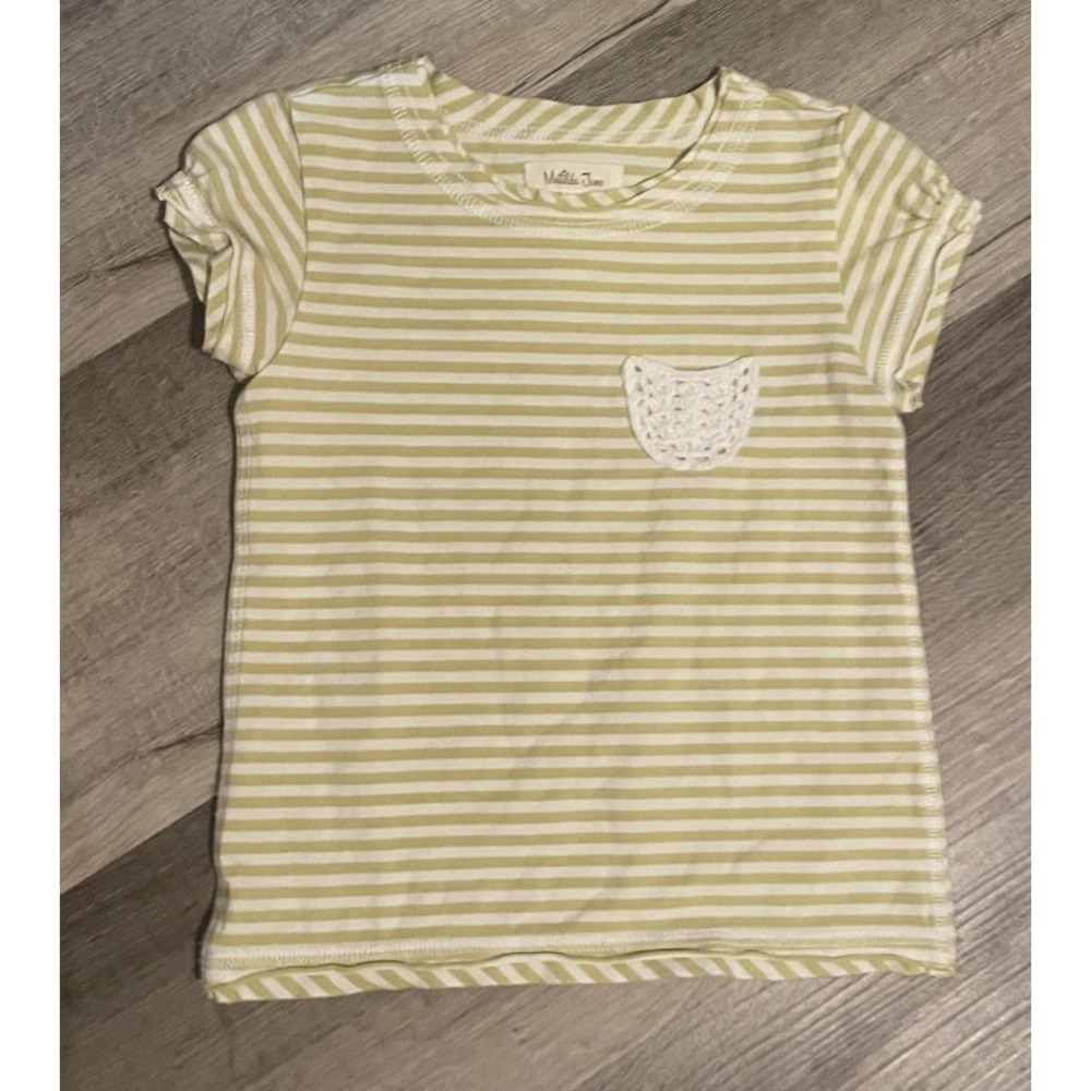 Matilda Jane Line Leader Tee Top Girls Not So Basics Lime Crochet Pocket Shirt 4